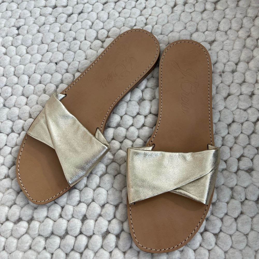 J. Crew Metallic Gold Slide Sandals